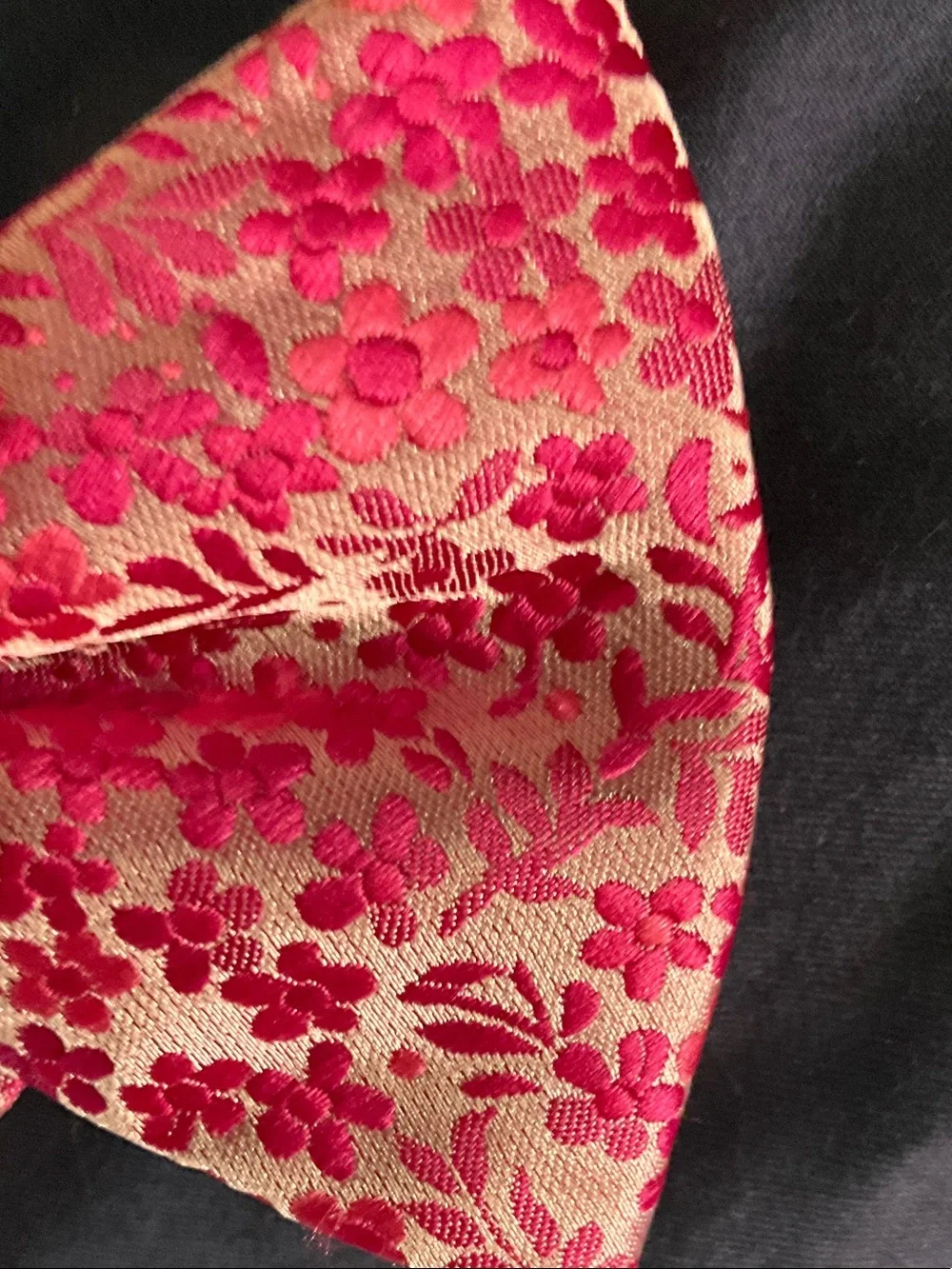 Source Unknown Red Floral Silk Bow Tie